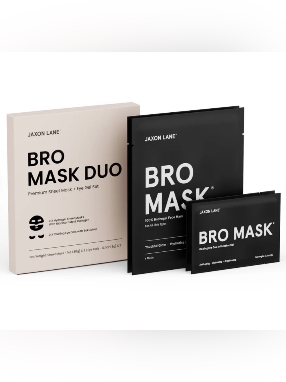 NWT - Jaxon Lane Bro Mask Duo Sheet Mask & Cooling Eye Gel Gift Set